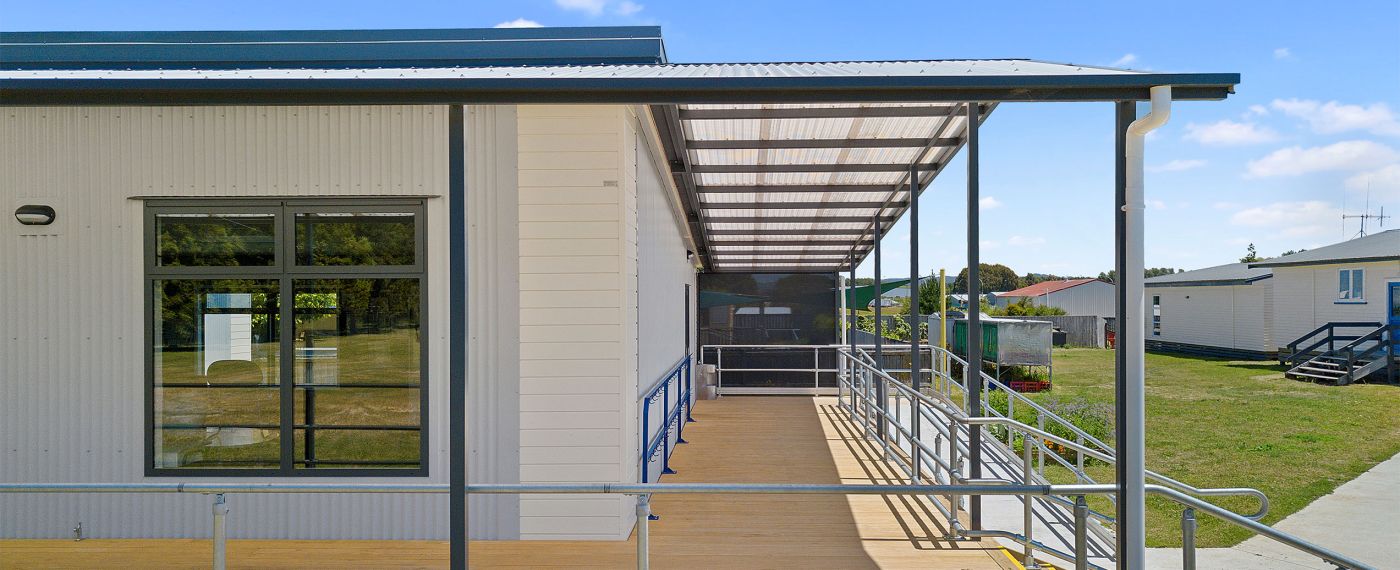 Classroom with deck and covered walkway verandahs