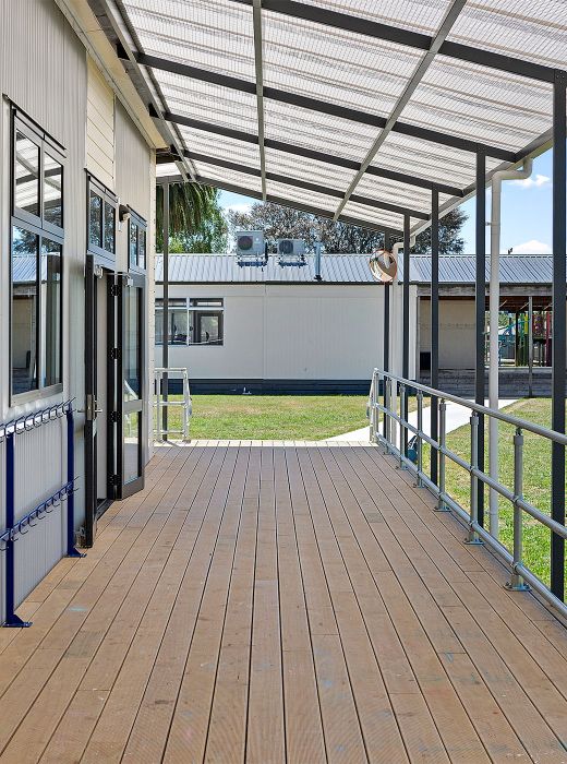 Classroom veranda covered walkway
