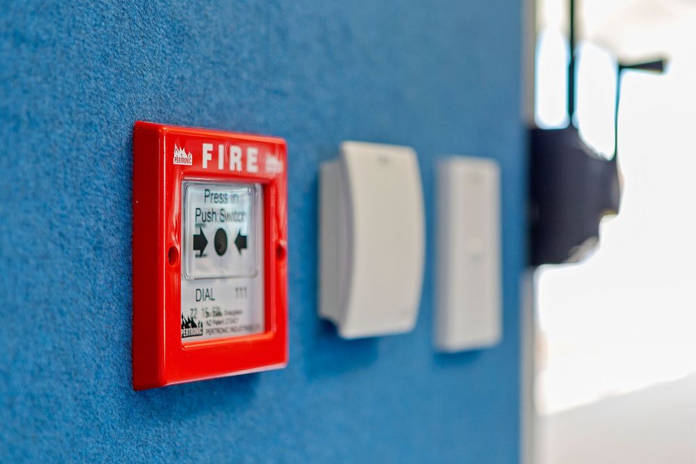 Fire alarm with inside NZ school classroom